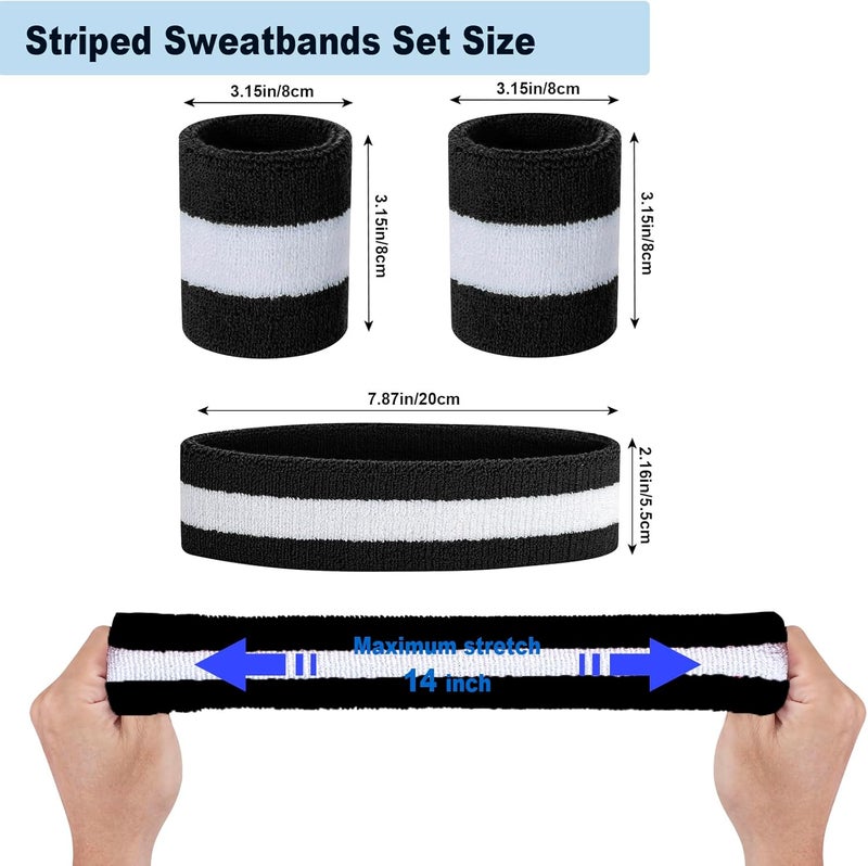 FACATH Sweatbands Headband and Wrist Set, Cotton Sweat Band for Athletic Men and Women, Sweatbands Sports Headbands for Working Out, Running, Basketball, Tennis, Yoga - Image 3